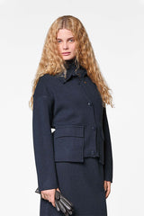 BLUE DOUBLE FACED WOOL JACKET
