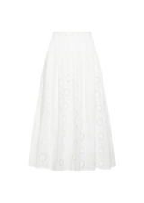 KYLIE WHITE FLORAL EYELET COTTON SKIRT