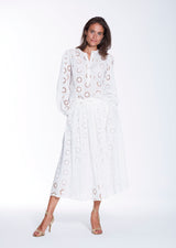 ANNI WHITE FLORAL EYELET COTTON BLOUSE