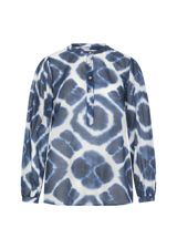 ANNI DARK BLUE TIE DYE PRINT VOILE BLOUSE