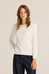 IVORY HOTFIX DETAIL KNIT T-SHIRT