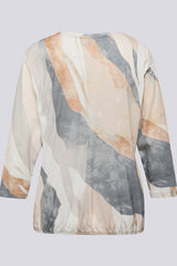 BEIGE ABSTRACT FACE DESIGN SHIRT