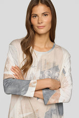 BEIGE ABSTRACT FACE DESIGN SHIRT