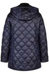 BLUE QUILTED HOODED JACKET