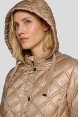 BEIGE QUILTED HOODED JACKET