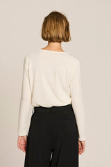 IVORY HOTFIX DETAIL KNIT T-SHIRT