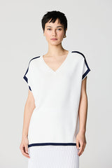 WHITE CONSTRATED DROPPED SHOULDER TUNIC