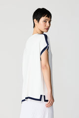 WHITE CONSTRATED DROPPED SHOULDER TUNIC