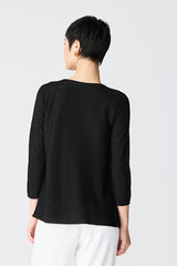 BLACK TWO-TONE MATTE-SHINY CARDIGAN