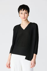 BLACK TWO-TONE MATTE-SHINY CARDIGAN