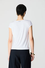 WHITE RHINESTONE CUTOUT SLEEVELESS T-SHIRT