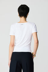 WHITE RHINESTONE CHAIN V-NECK T-SHIRT