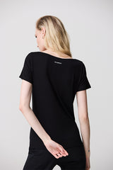 BLACK RHINESTONE CHAIN V-NECK T-SHIRT