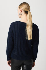 BLACK VERTICAL LINKS BOATNECK SWEATER