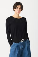LACE DETAIL ROUND NECK T-SHIRT