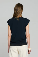 BLACK GEOMETRIC V-NECK LUREX SWEATER