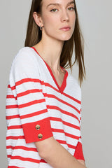 RED TWO-TONE STRIPED JUMPER