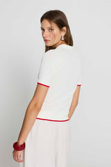 RED RIB DETAIL CARDIGAN