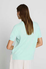 LIGHT GREEN SIDE SLIT V-NECK JUMPER