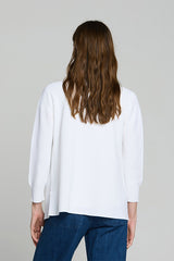 WHITE BOATNECK OTTOMAN CARDIGAN