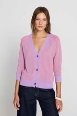 LILAC WAVE TEXTURE CARDIGAN