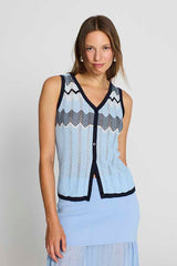 SKY BLUE WAVE KNIT VEST