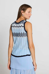 SKY BLUE WAVE KNIT VEST
