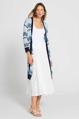 SKY BLUE WAVE KNIT LONG CARDIGAN