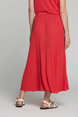 RED TENCEL RIBBED SKIRT