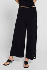 GOLD BUTTON DETAIL STRAIGHT TROUSERS