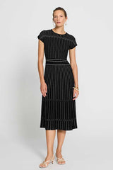 BLACK TWO-TONE JACQUARD DRESS
