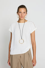 ECRU SHOULDER DETAIL TOP