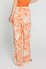 ORANGE TROPICAL PRINT TROUSERS