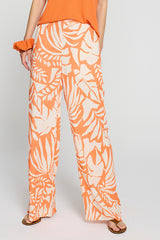 ORANGE TROPICAL PRINT TROUSERS