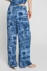 AQUAMARINE TROPICAL PRINT TROUSERS