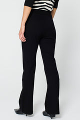 BLACK RIBBED KNIT TROUSERS