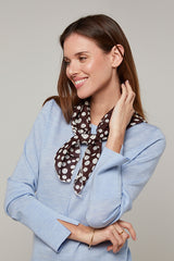 BROWN POLKA DOT COTTON SILK SCARF
