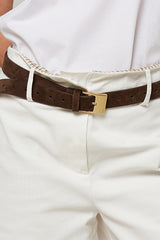 BLACK BRASS DETAIL LEATHER BELT