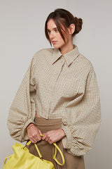 PUFF SLEEVES SHORT CHECKERED SHIRT