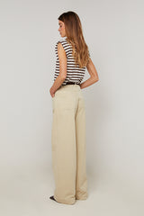 BEIGE STRAIGHT CANVA TROUSERS