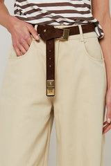 BEIGE STRAIGHT CANVA TROUSERS