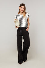 BLACK STRAIGHT CANVA TROUSERS
