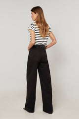BLACK STRAIGHT CANVA TROUSERS
