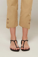 BEIGE COTTON CAPRI TROUSERS