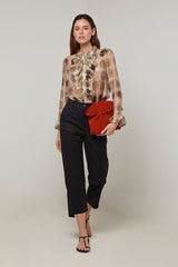 BLACK COTTON CAPRI TROUSERS