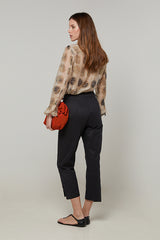 BLACK COTTON CAPRI TROUSERS