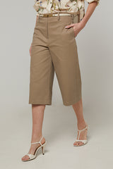 DARK BEIGE COTTON BERMUDA SHORTS