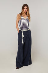 DENIM BLUE WIDE LEG TROUSERS