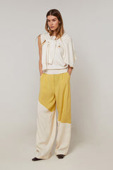 TWO TONE WIDE LEG TROUSERS