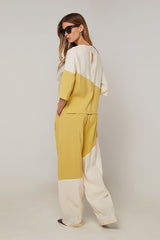 TWO TONE WIDE LEG TROUSERS